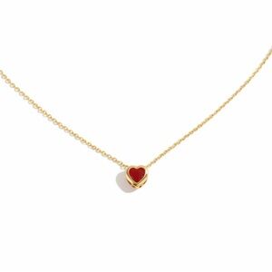 New! Ivy Collective Gold Plated Red Gemstone Heart Necklace NWOT (3008)